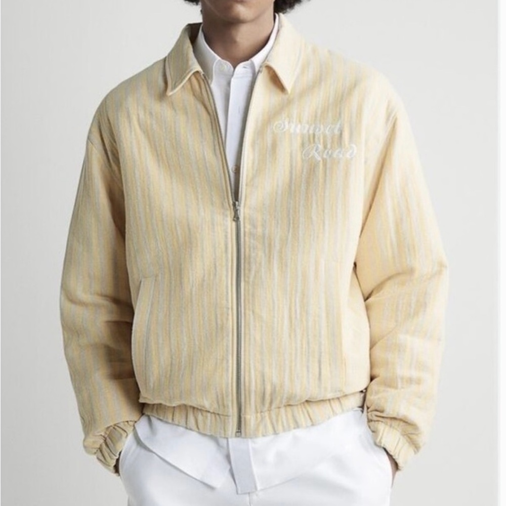 Zara Pale Yellow Striped Lightweight Shirt Jacket